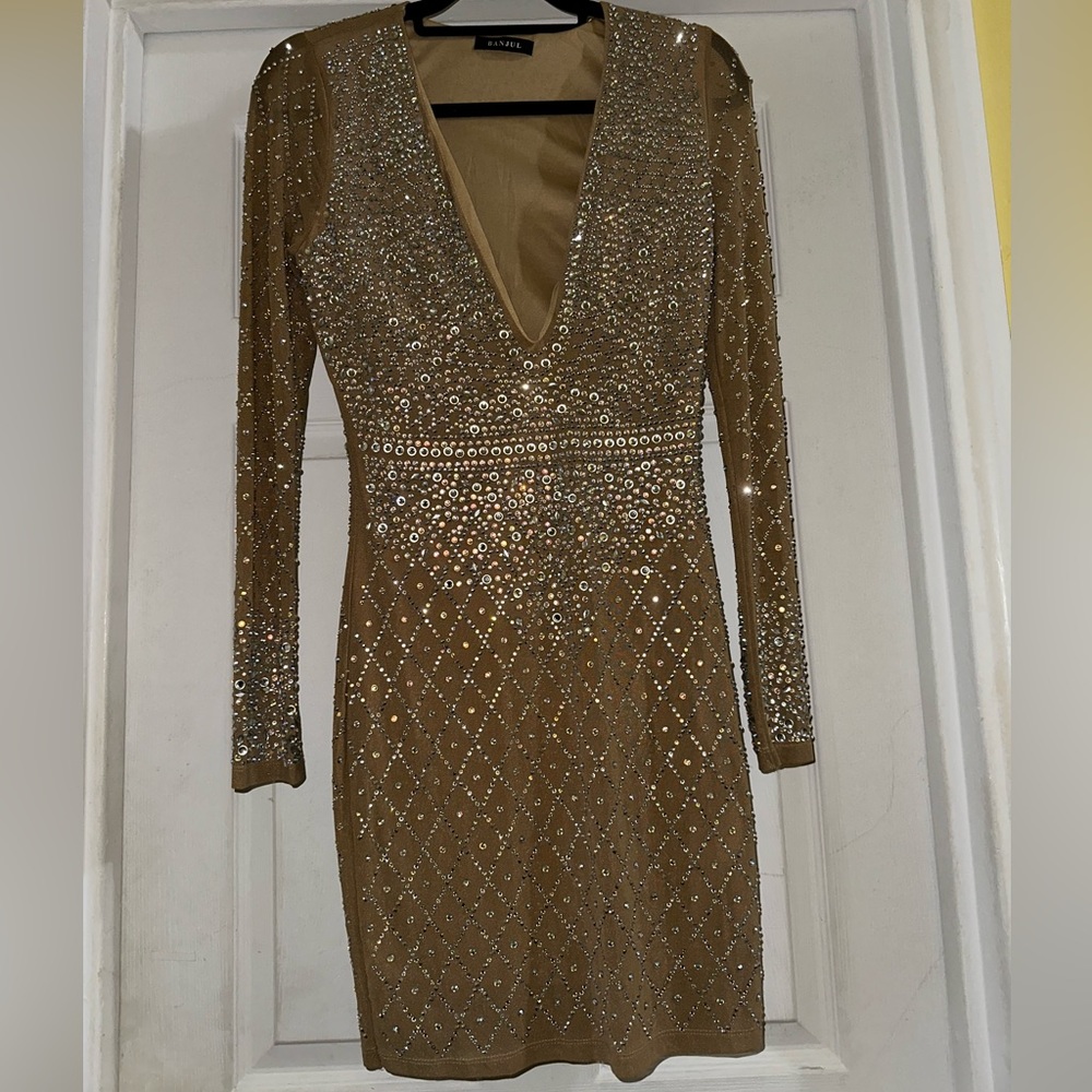 Nude sequin mini dress